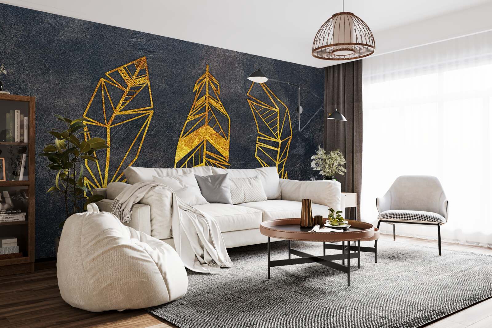 Фотошпалери складна геометрична структура листя