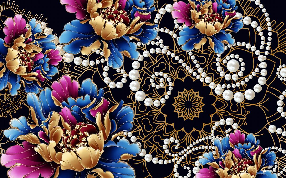 Фотошпалери ювелірні прикраси та квіти створюють абстрактний комплект