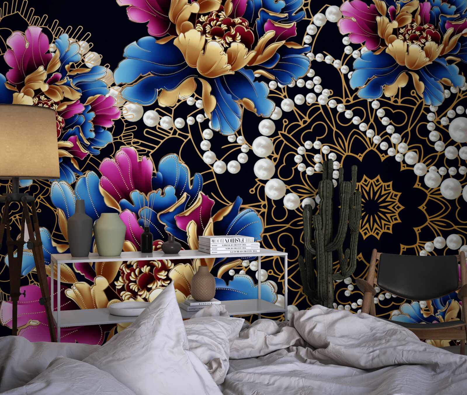 Фотошпалери ювелірні прикраси та квіти створюють абстрактний комплект