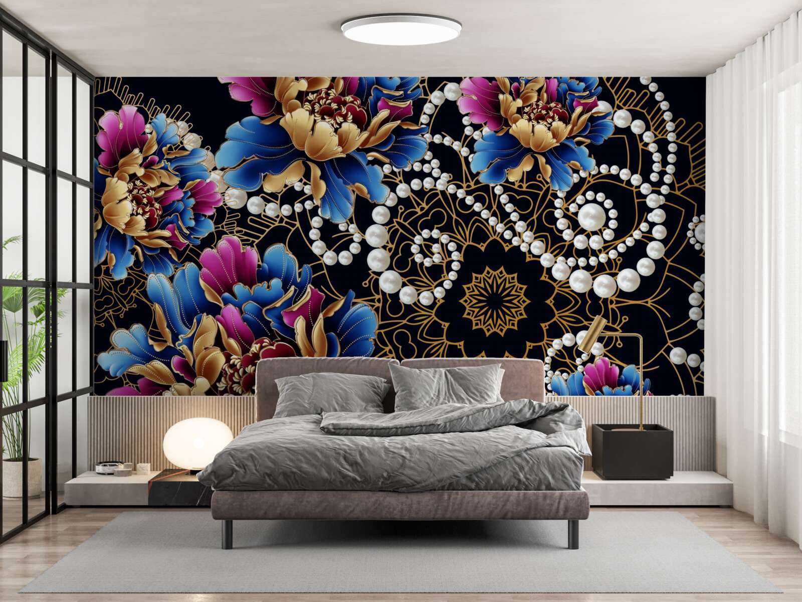 Фотошпалери ювелірні прикраси та квіти створюють абстрактний комплект