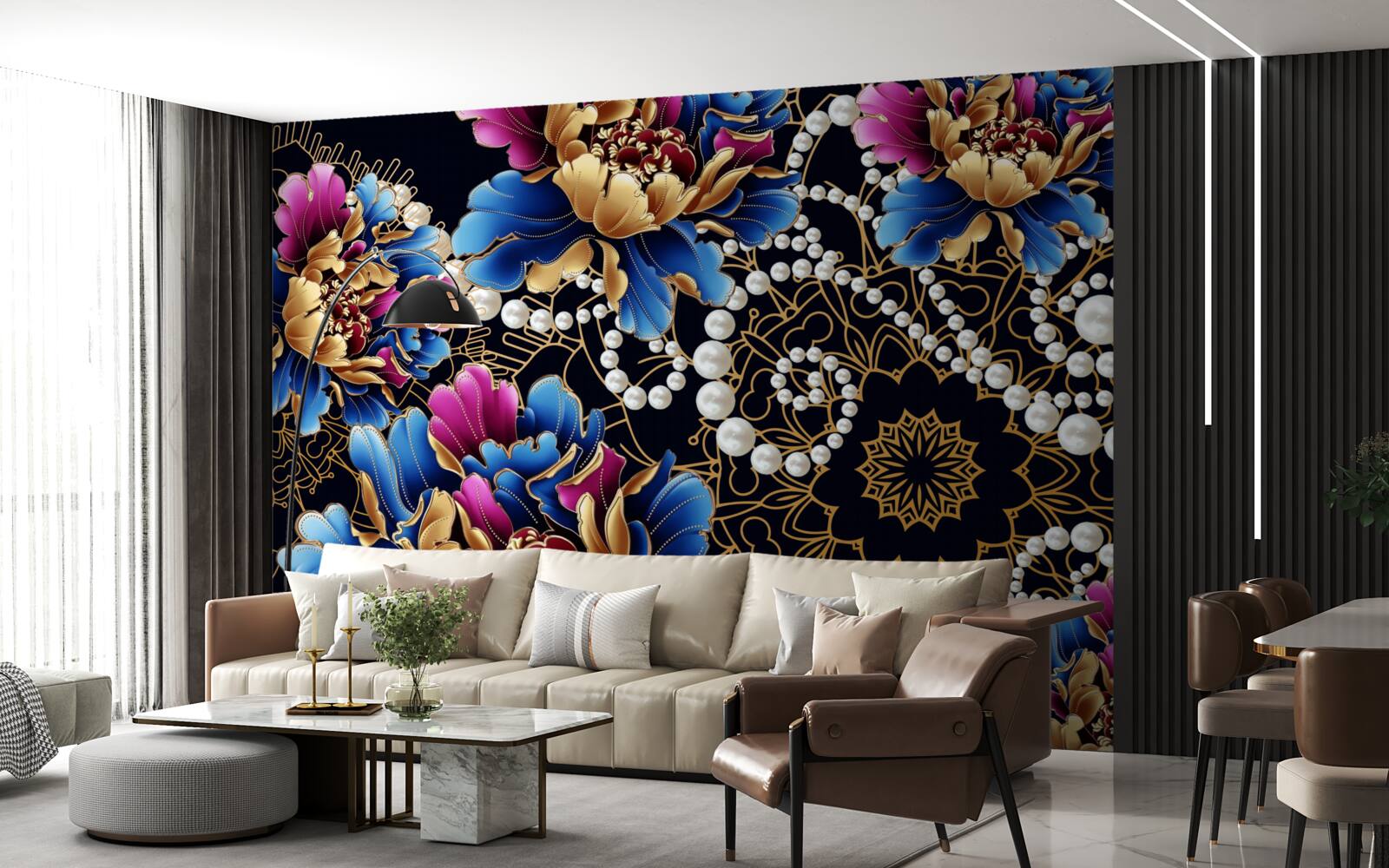 Фотошпалери ювелірні прикраси та квіти створюють абстрактний комплект