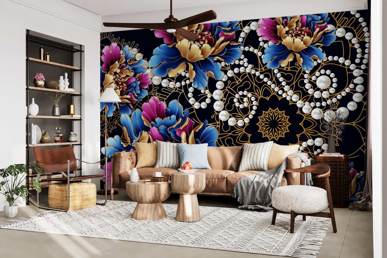 Фотошпалери ювелірні прикраси та квіти створюють абстрактний комплект