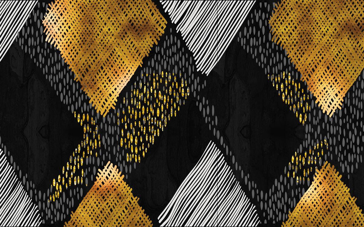 Фотошпалери гірські вершини, чорні та золоті