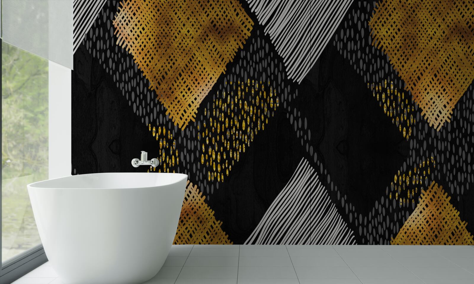 Фотошпалери гірські вершини, чорні та золоті