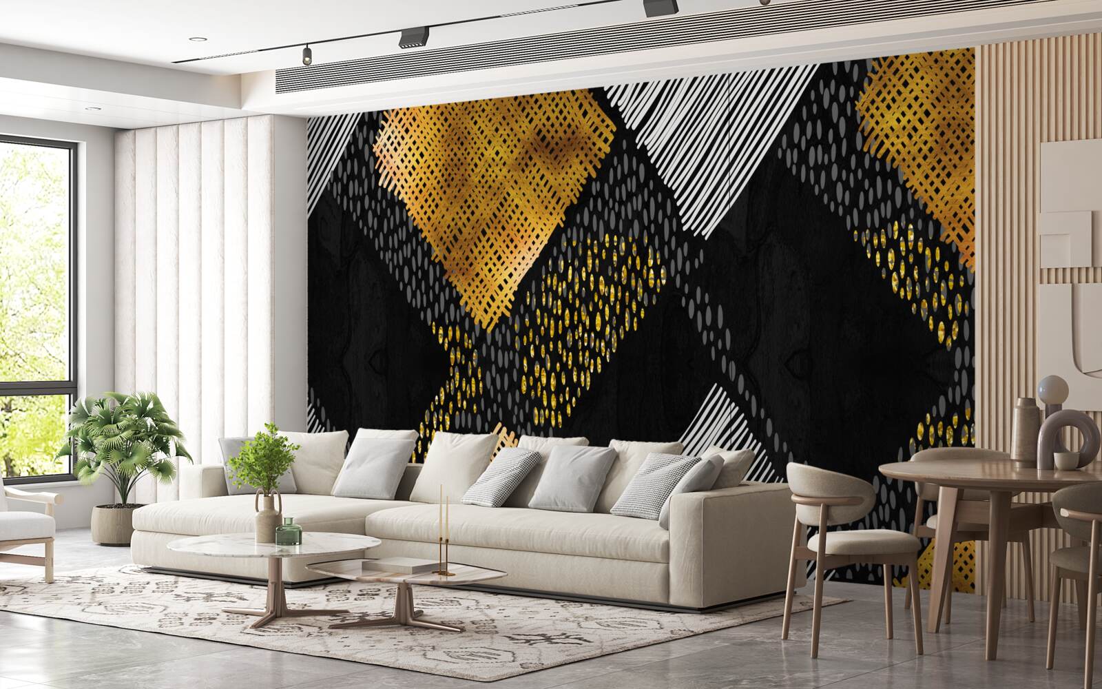 Фотошпалери гірські вершини, чорні та золоті