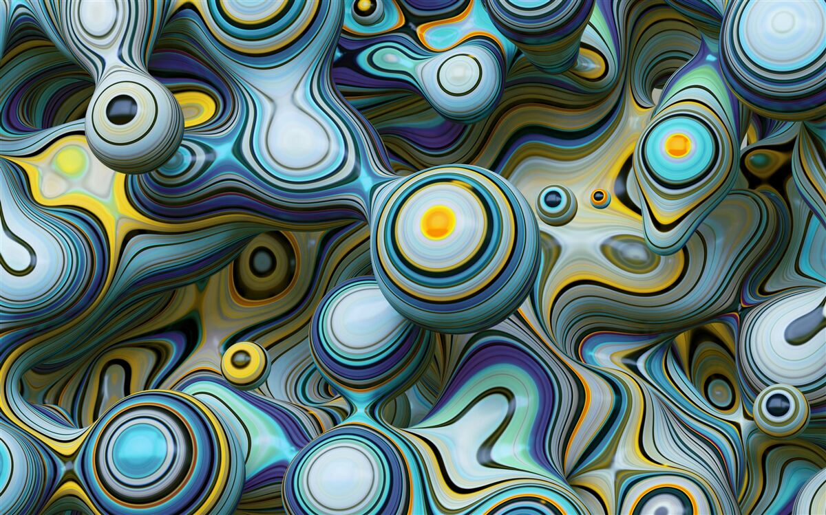 Фотошпалери абстрактні зображення куль і яскравих променів