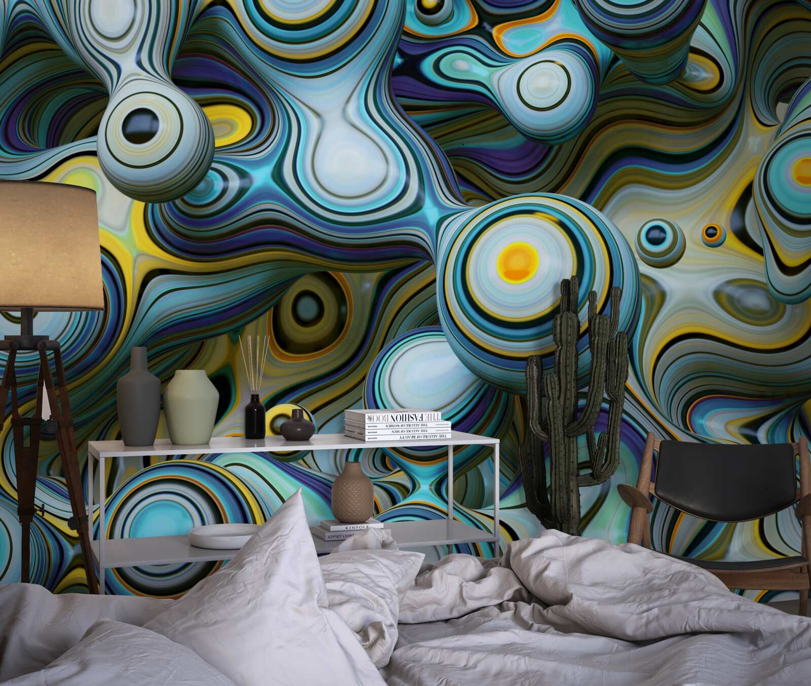 Фотошпалери абстрактні зображення куль і яскравих променів