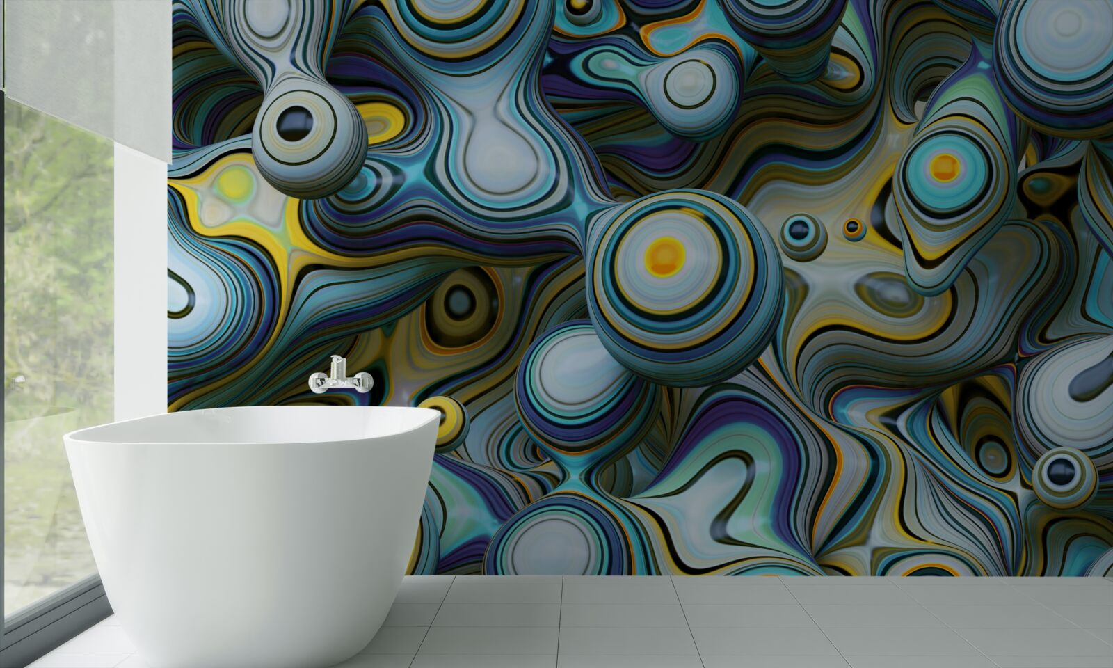 Фотошпалери абстрактні зображення куль і яскравих променів