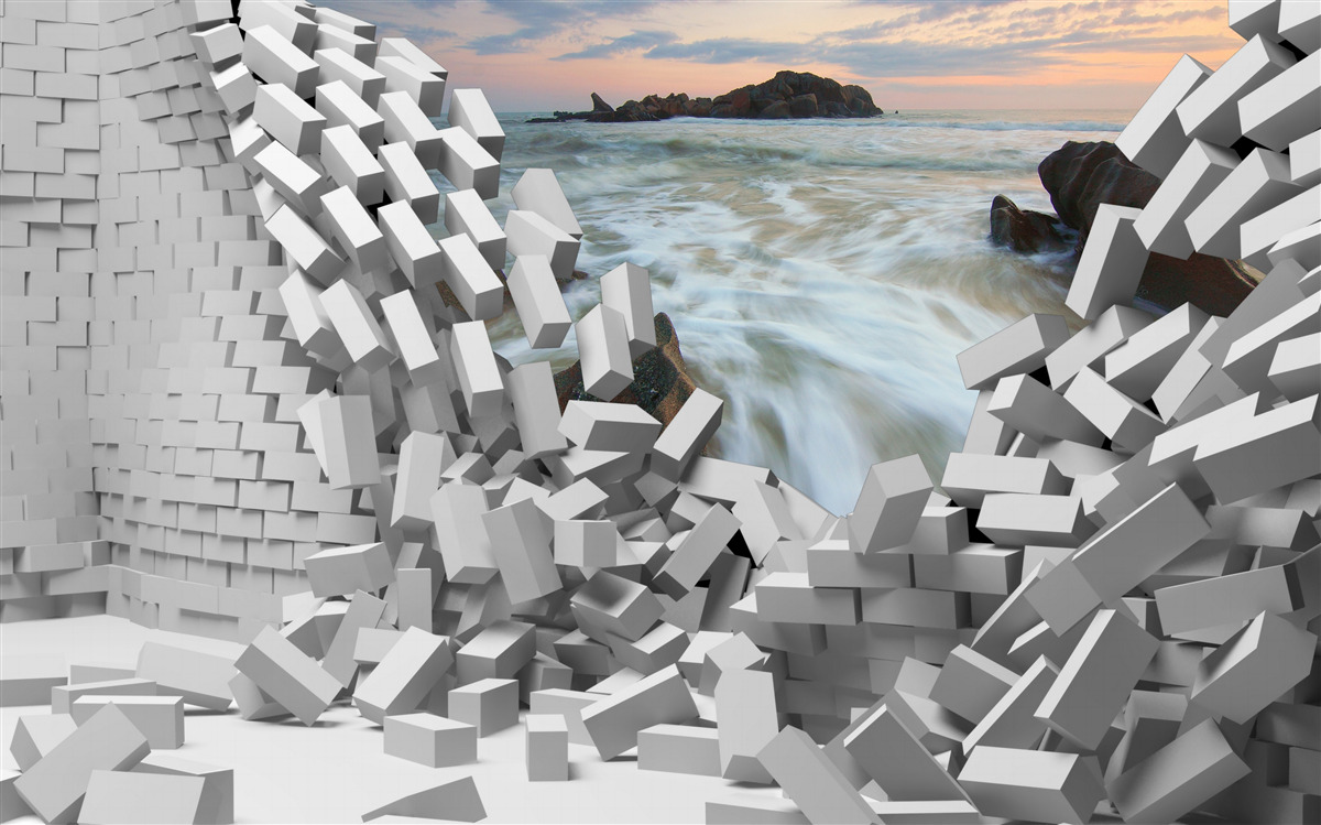 Фотошпалери абстрактну стіну руйнують хвилі