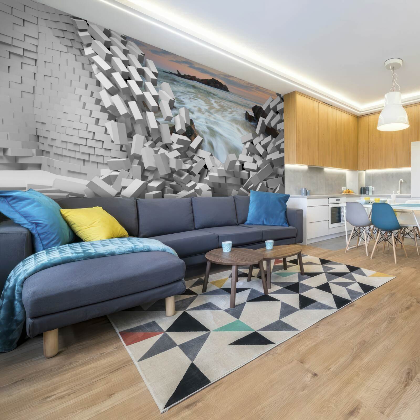 Фотошпалери абстрактну стіну руйнують хвилі