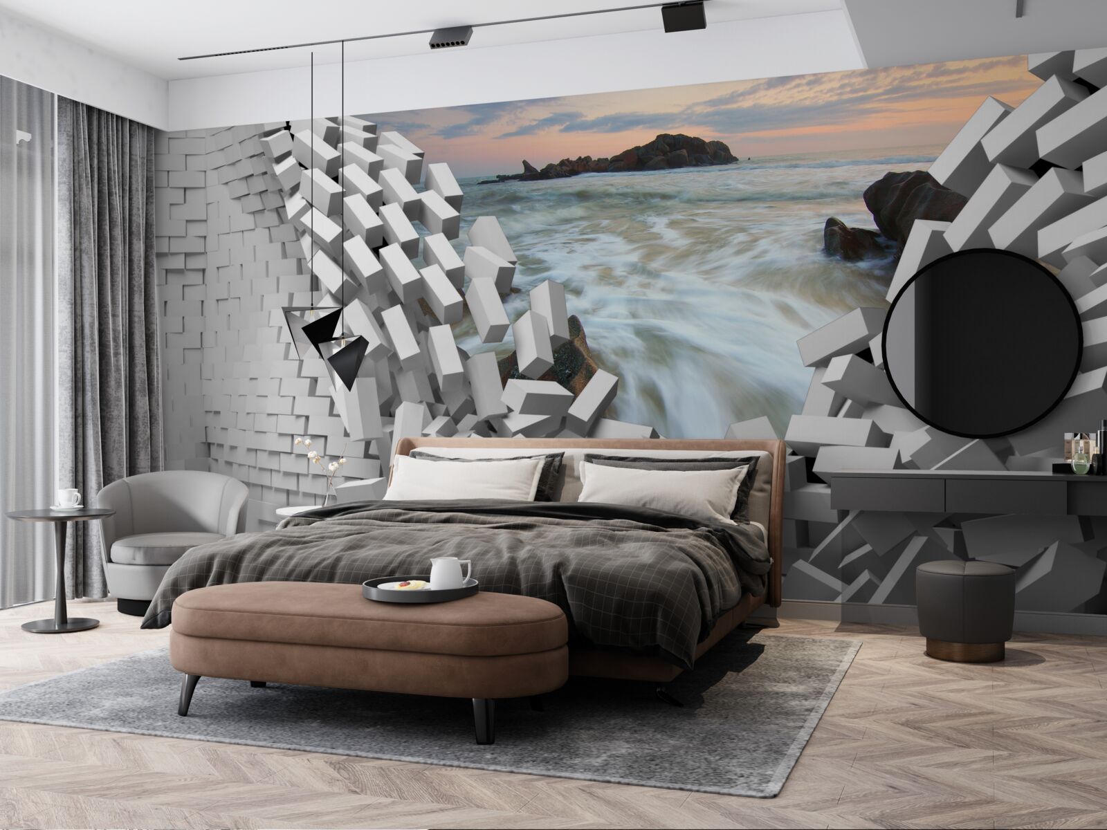 Фотошпалери абстрактну стіну руйнують хвилі