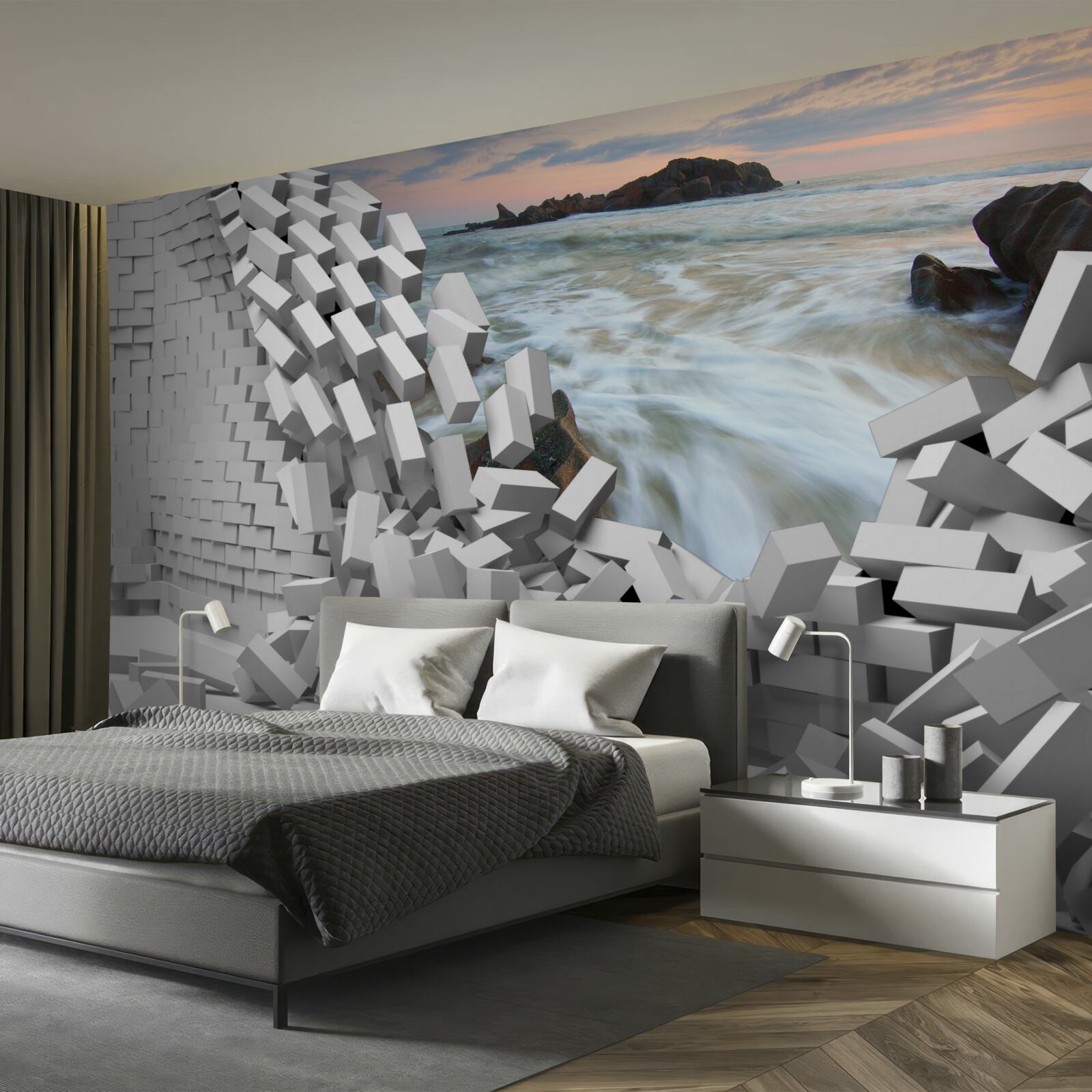 Фотошпалери абстрактну стіну руйнують хвилі