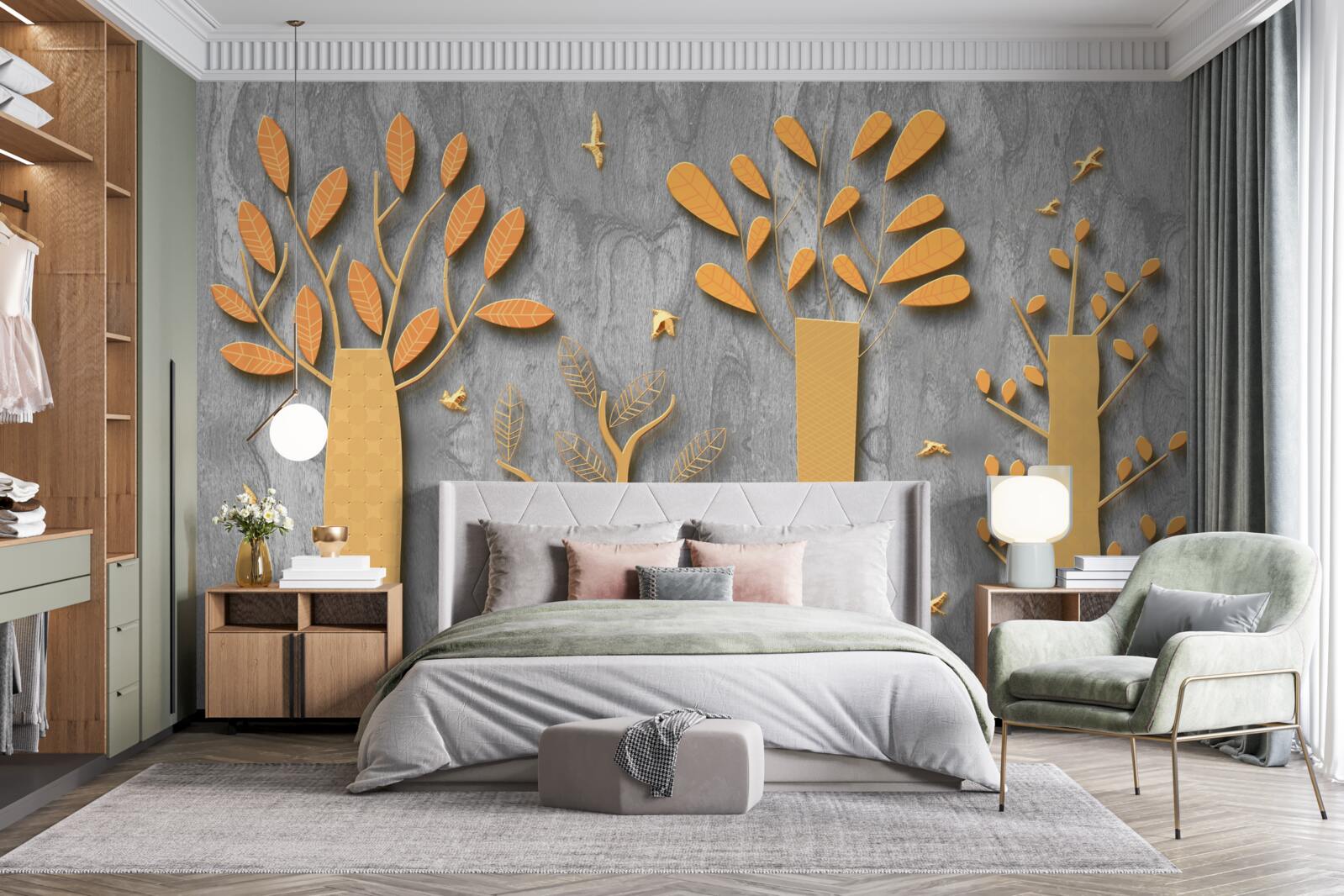 Фотошпалери золота абстракція осіннього лісу