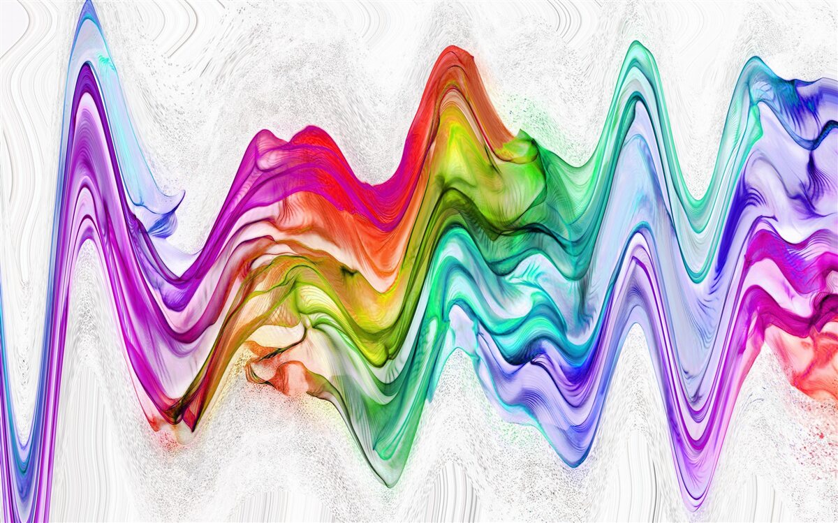 Фотошпалери звукова хвиля в поєднанні з яскравими лініями