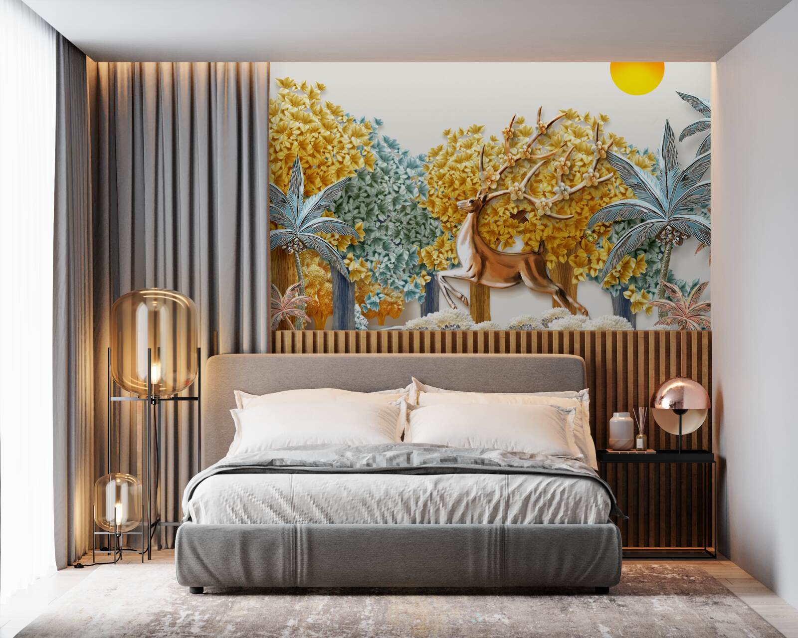 Фотошпалери олень стрибає в тропічному лісі