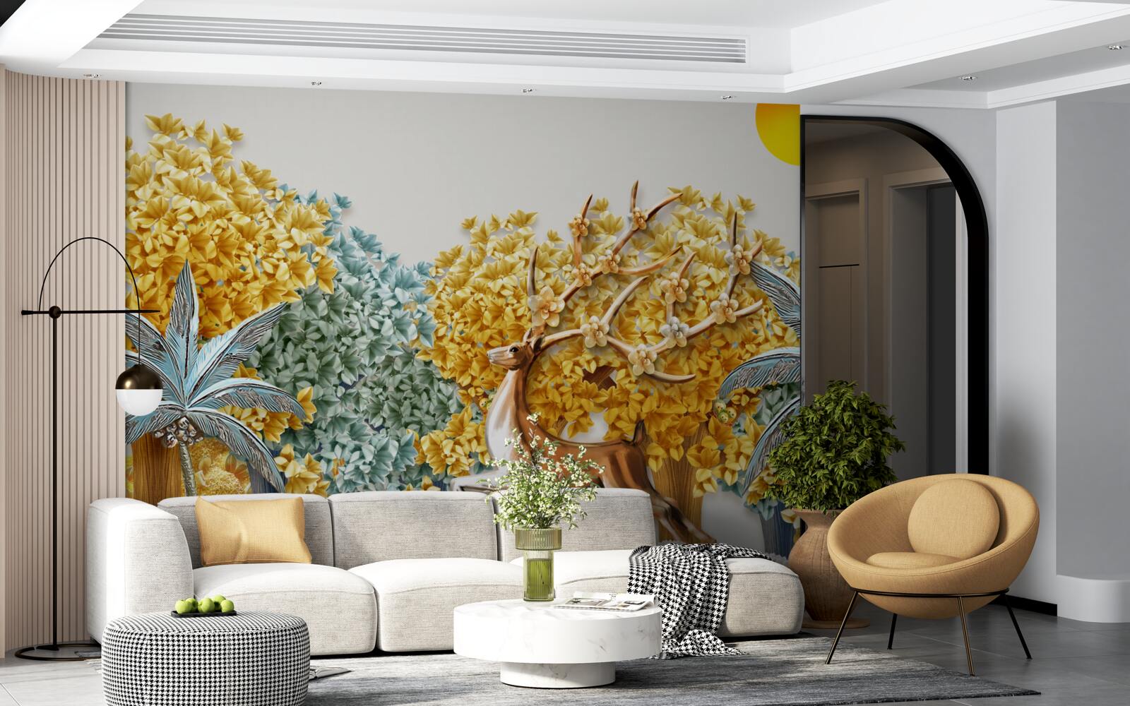 Фотошпалери олень стрибає в тропічному лісі