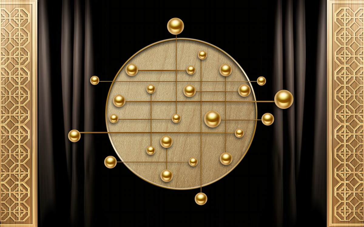 Фотошпалери чорне тло, насичене орбітальним золотом