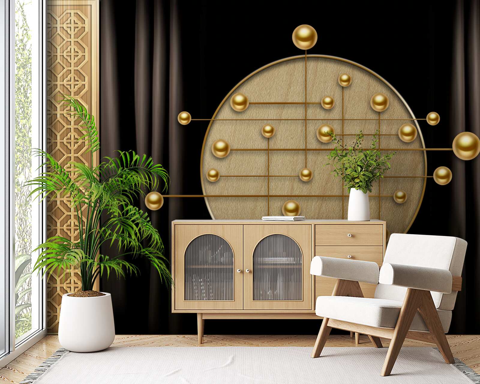 Фотошпалери чорне тло, насичене орбітальним золотом