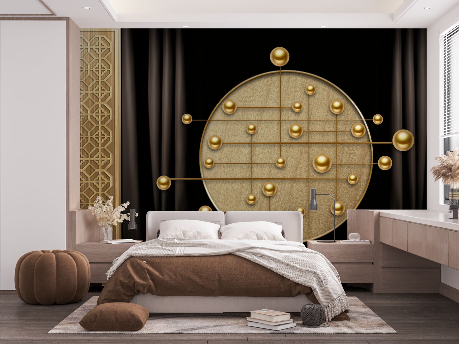 Фотошпалери чорне тло, насичене орбітальним золотом