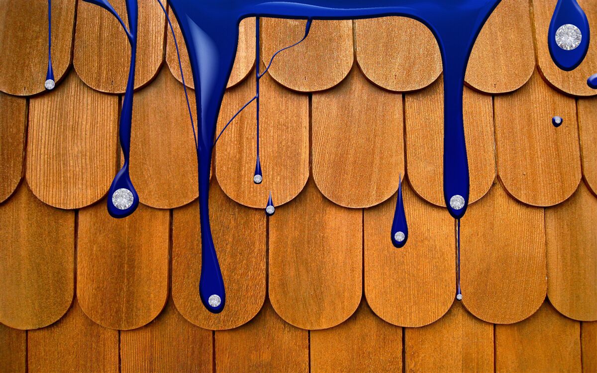 Фотошпалери коричневий дах - синій