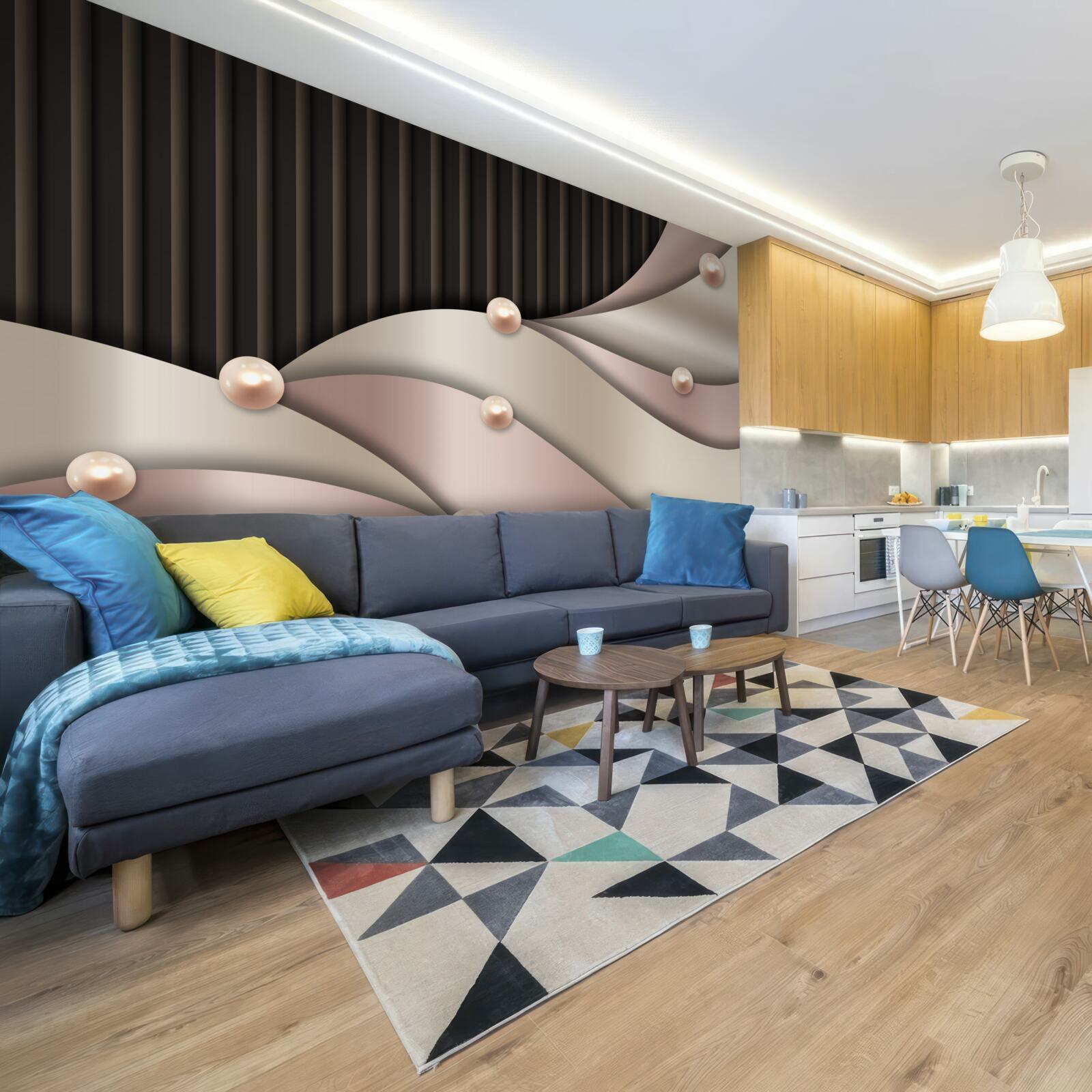 Фотошпалери абстрактні золоті перлини на шовку