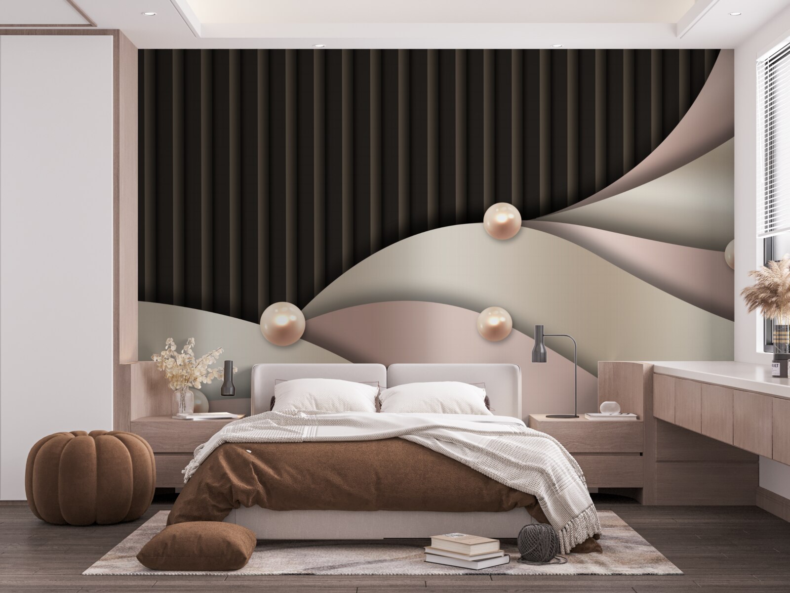 Фотошпалери абстрактні золоті перлини на шовку