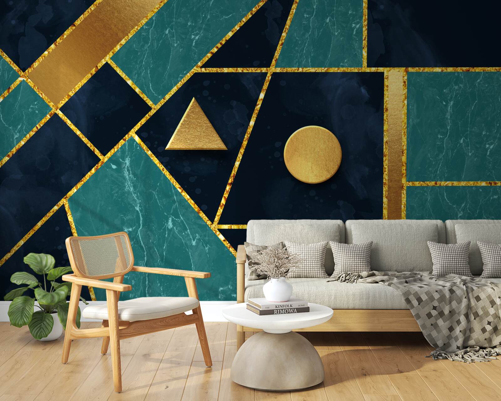 Фотошпалери мозаїка у відтінках золота та смарагду