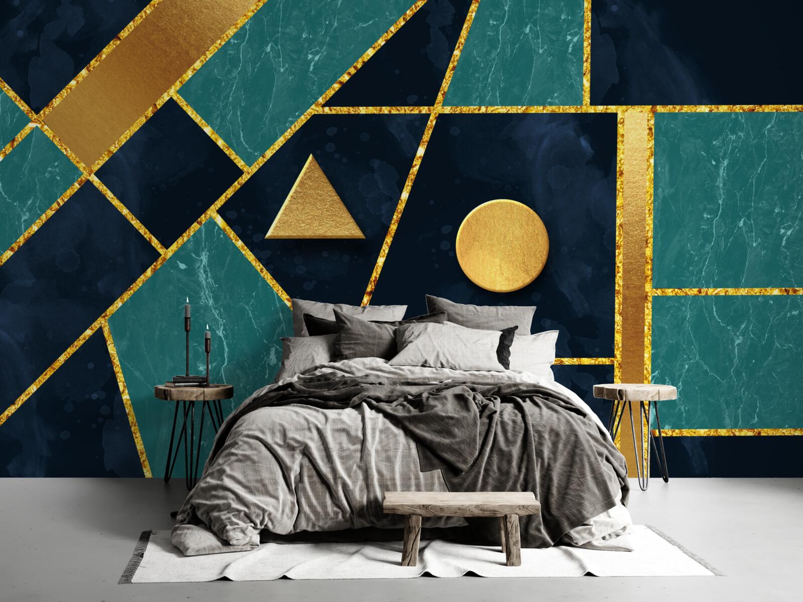 Фотошпалери мозаїка у відтінках золота та смарагду