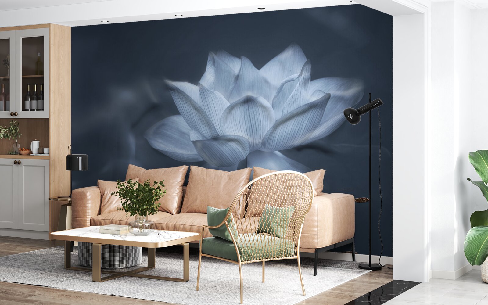 Фотошпалери золота рибка та білий лотос