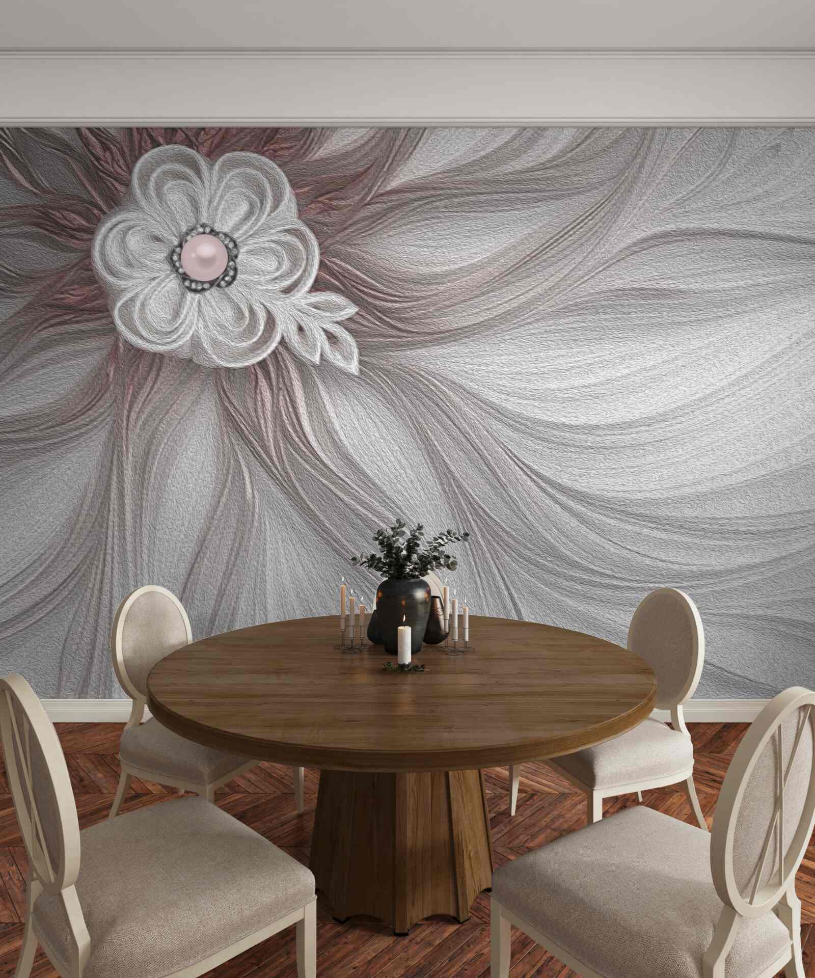 Фотошпалери Центр білої квітки прикрашений перлинами