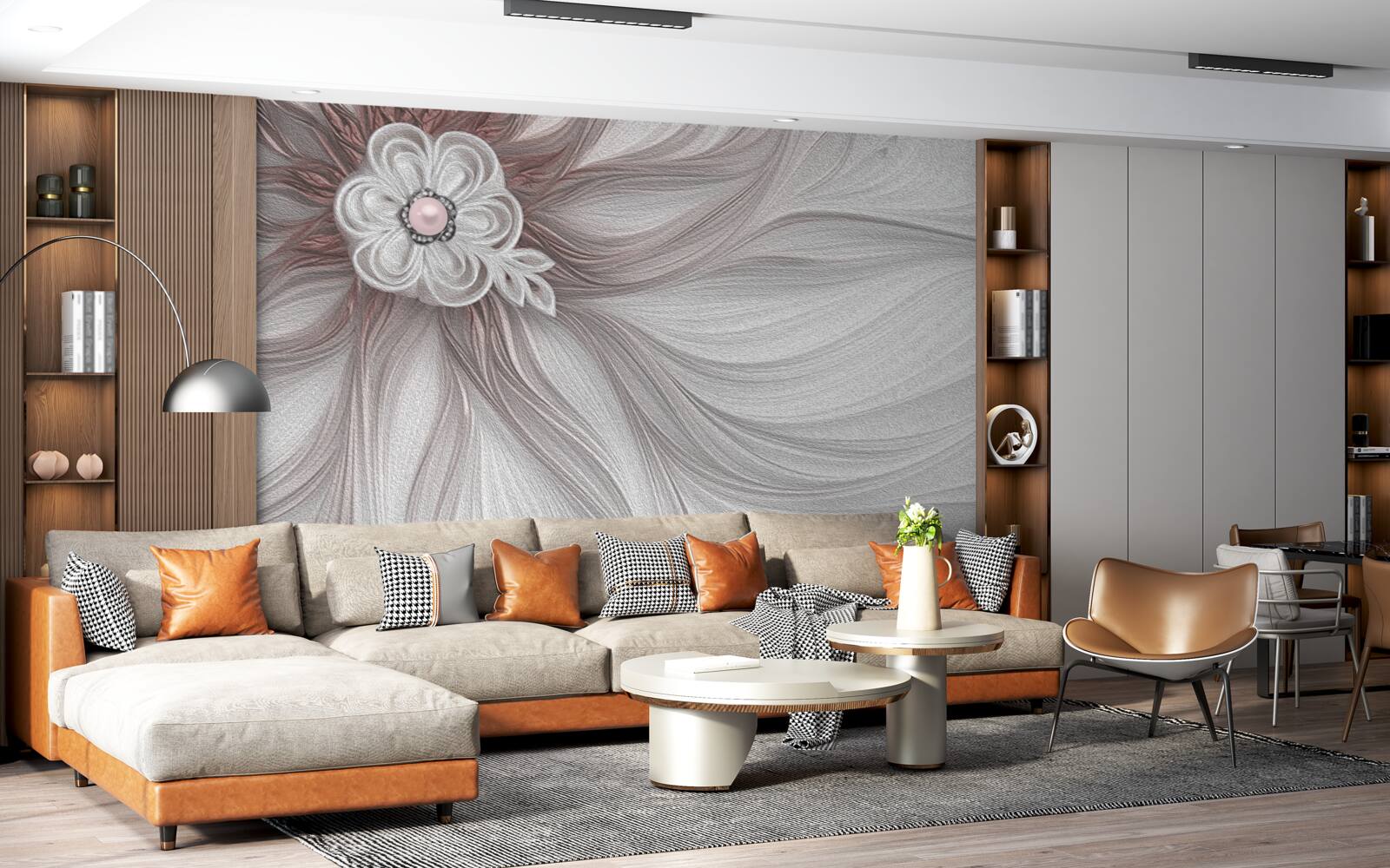 Фотошпалери Центр білої квітки прикрашений перлинами