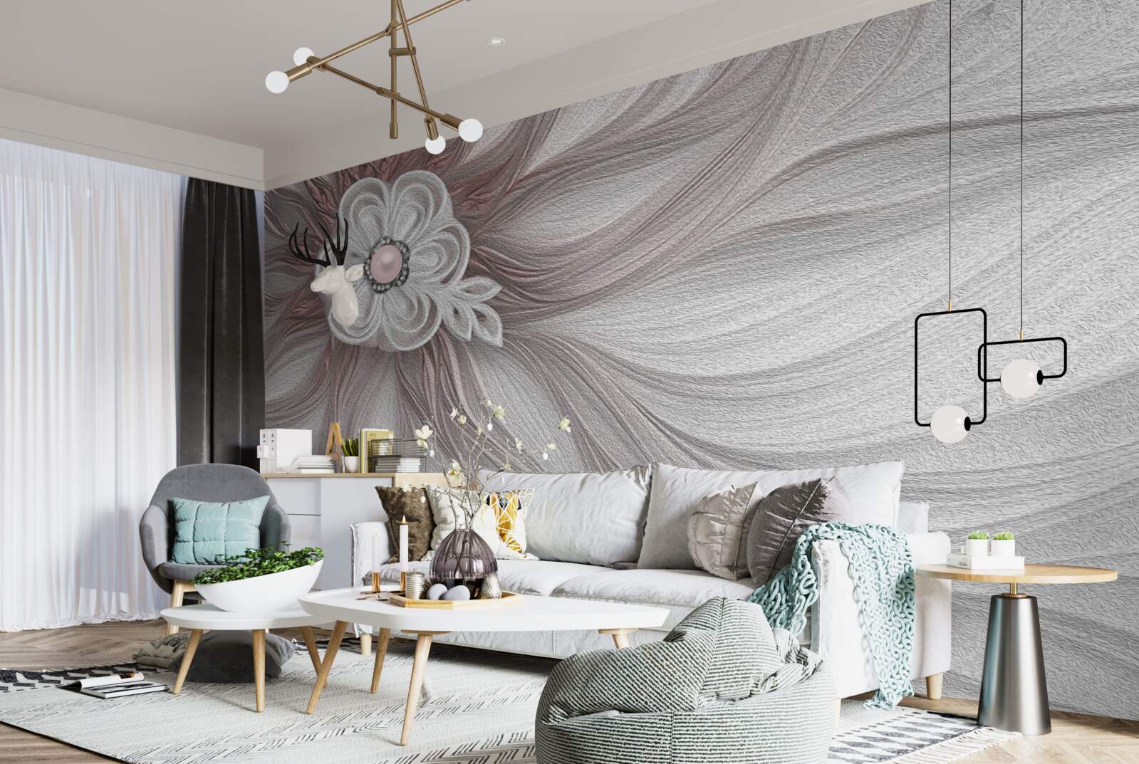 Фотошпалери Центр білої квітки прикрашений перлинами