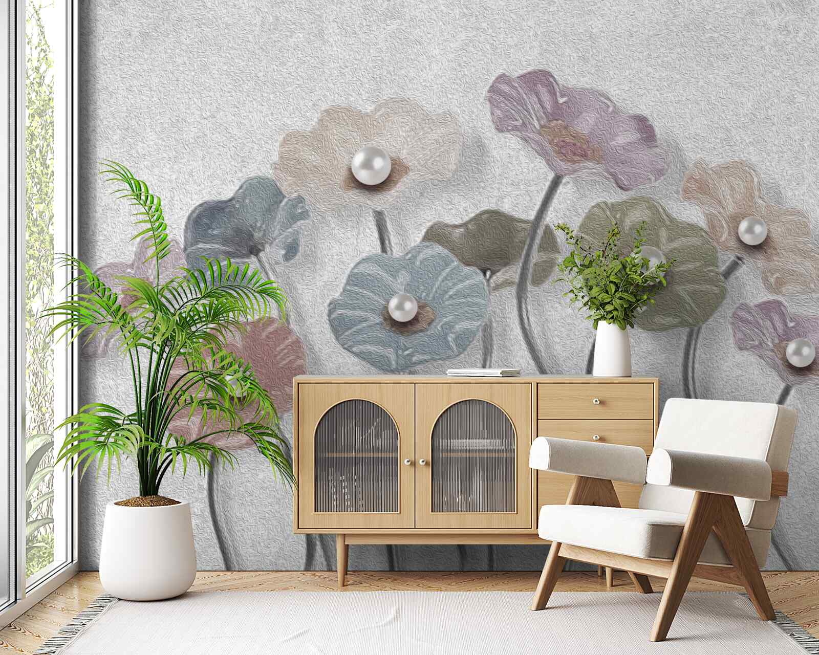 Фотошпалери стрункі гербери, зібрані в букет різних кольорів