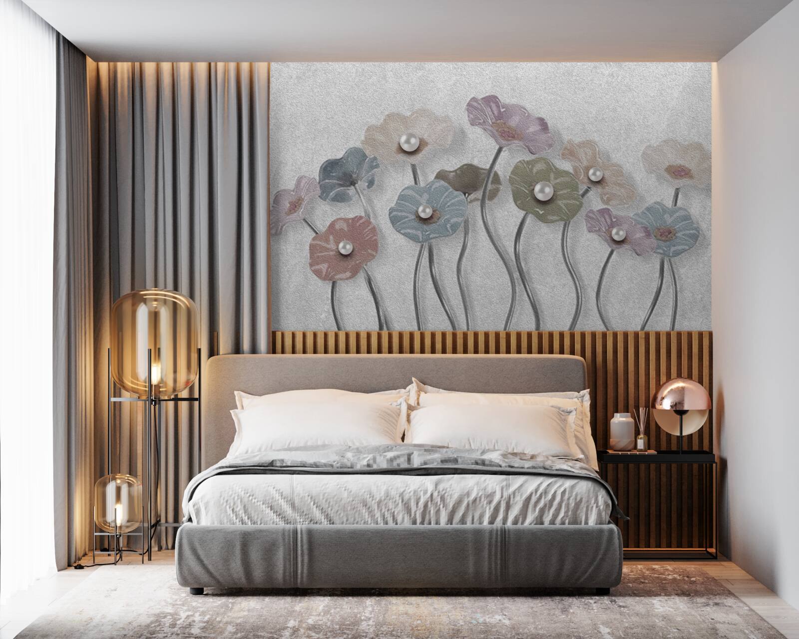 Фотошпалери стрункі гербери, зібрані в букет різних кольорів