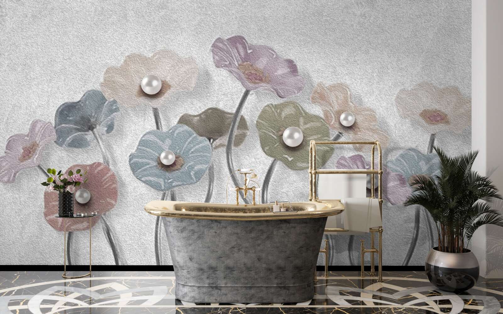 Фотошпалери стрункі гербери, зібрані в букет різних кольорів