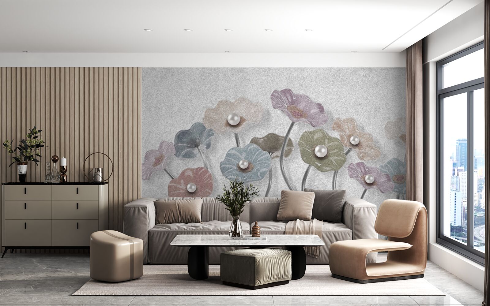 Фотошпалери стрункі гербери, зібрані в букет різних кольорів