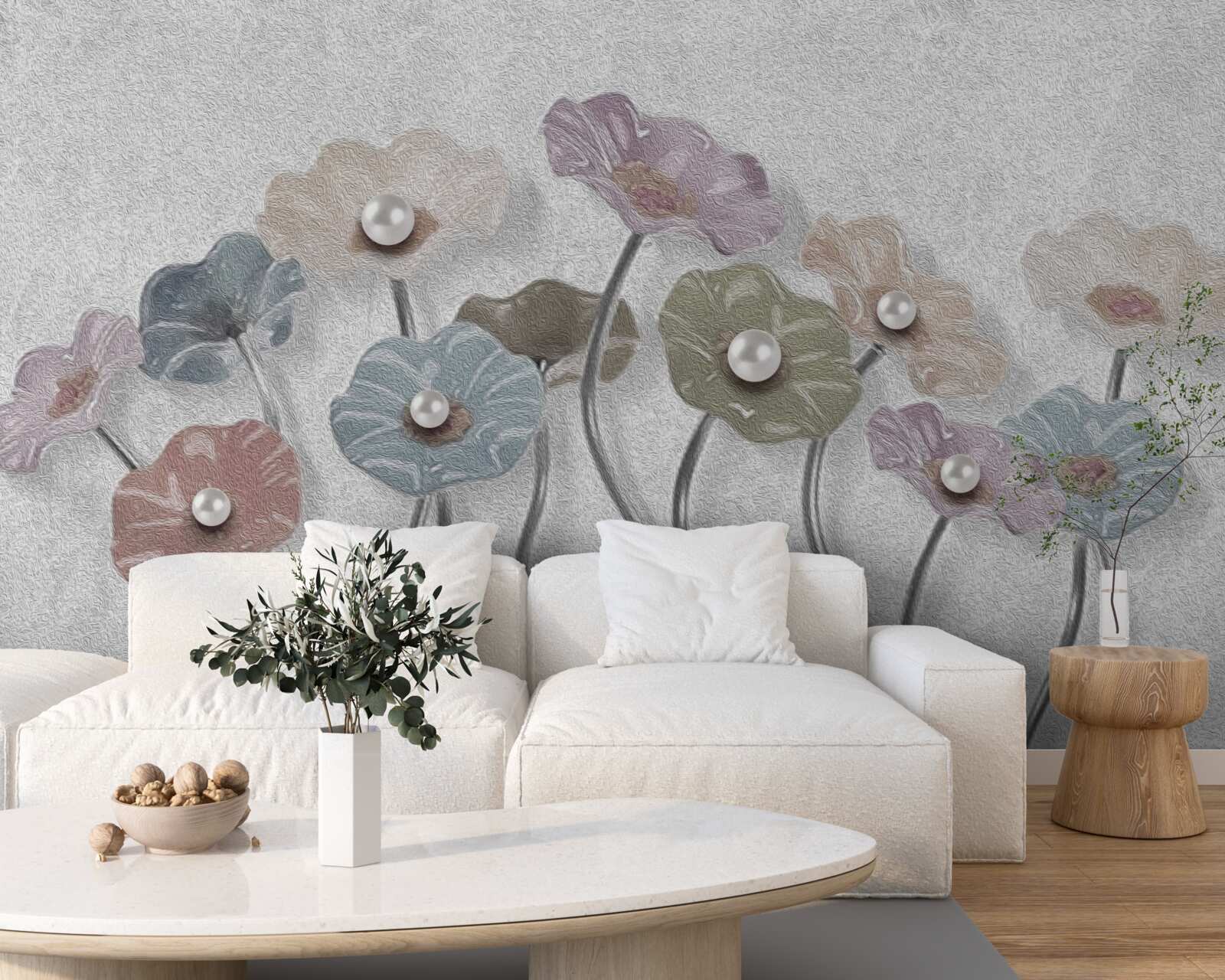 Фотошпалери стрункі гербери, зібрані в букет різних кольорів