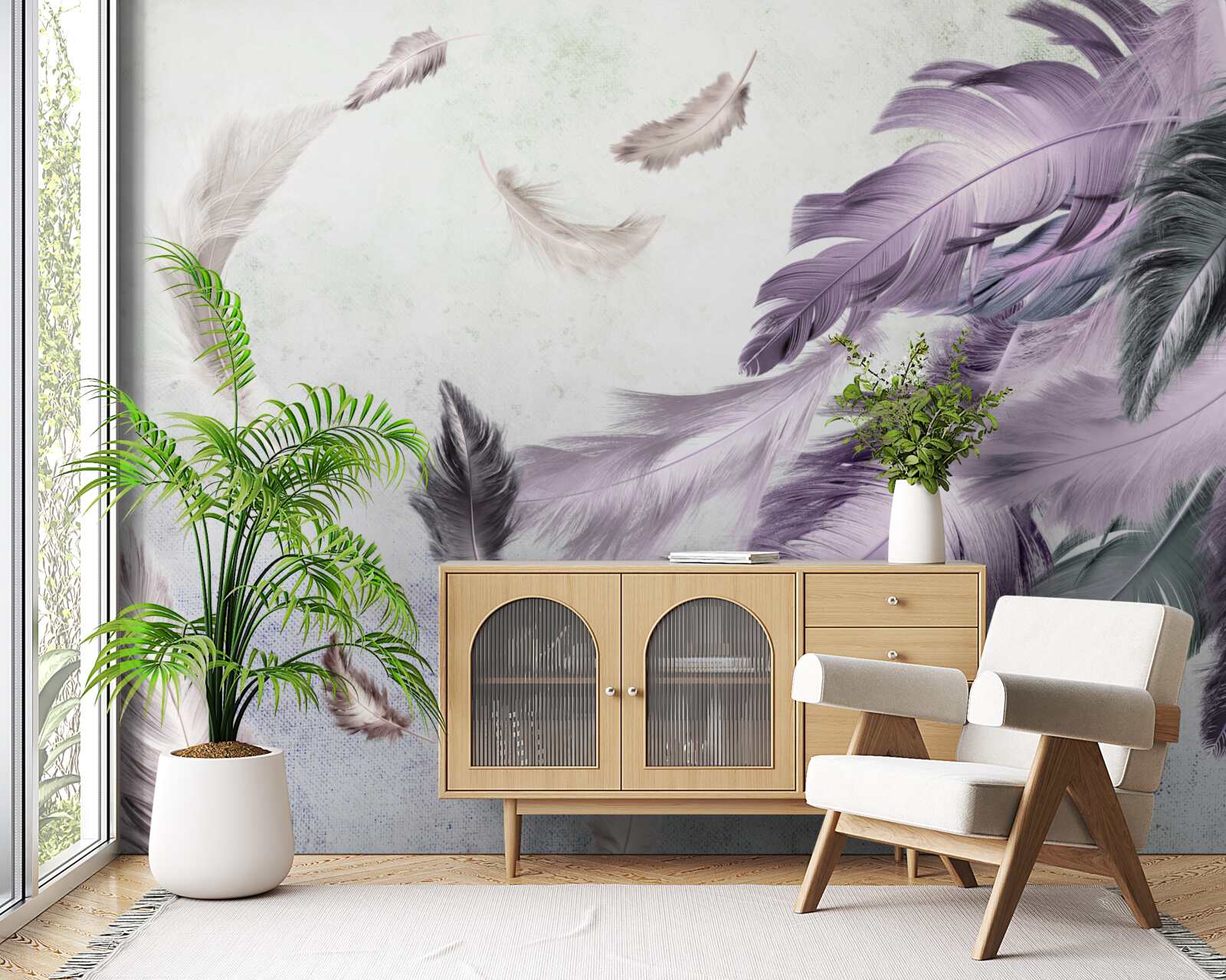 Фотошпалери фіолетове летюче пір'я