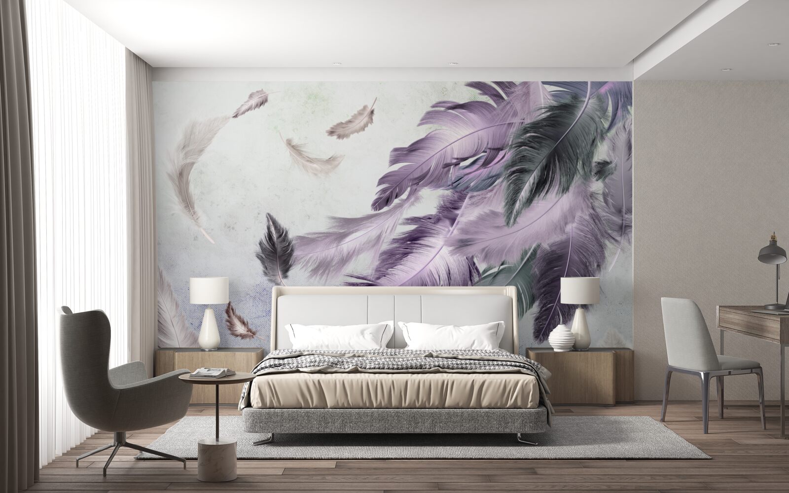 Фотошпалери фіолетове летюче пір'я