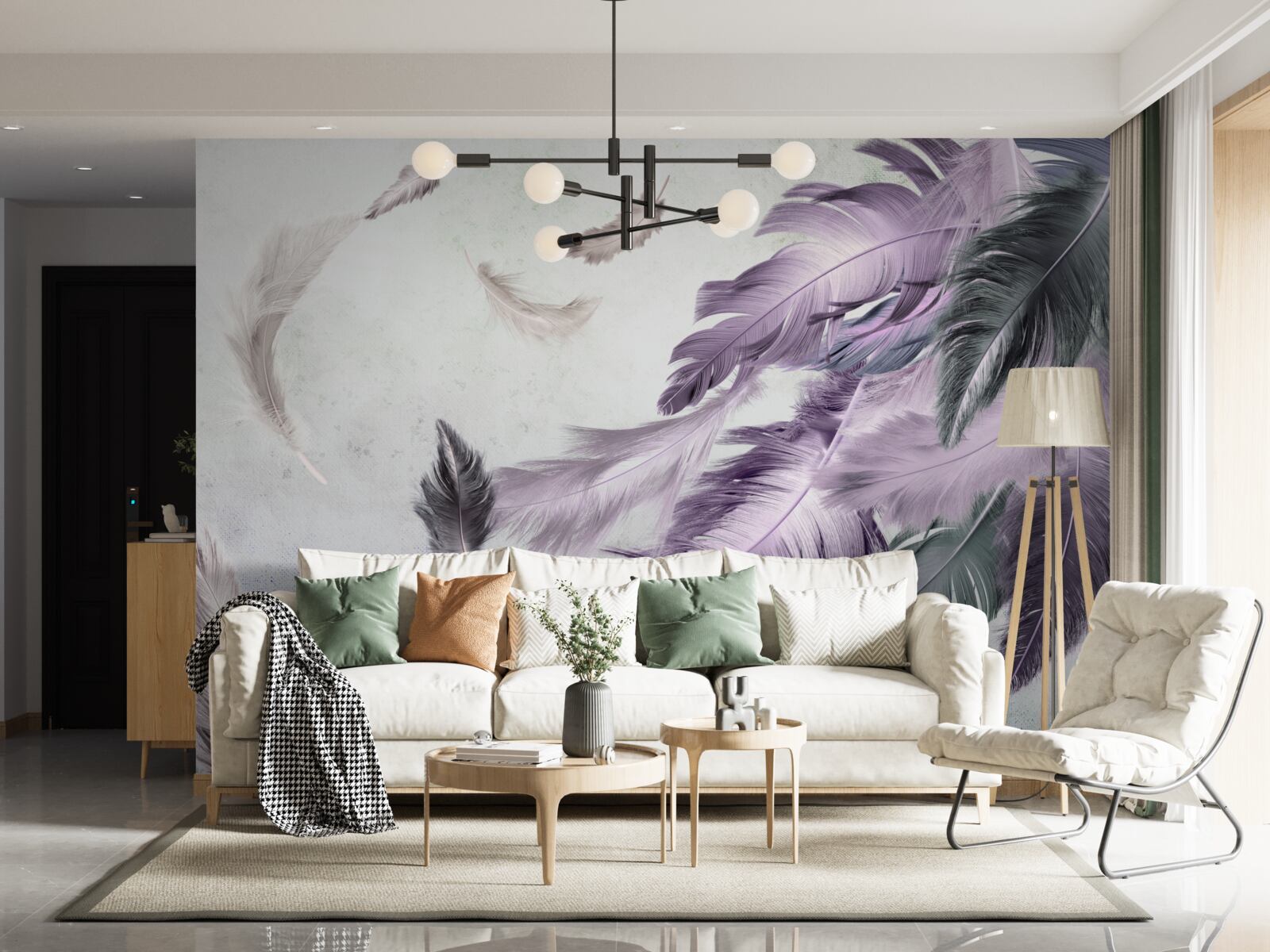 Фотошпалери фіолетове летюче пір'я