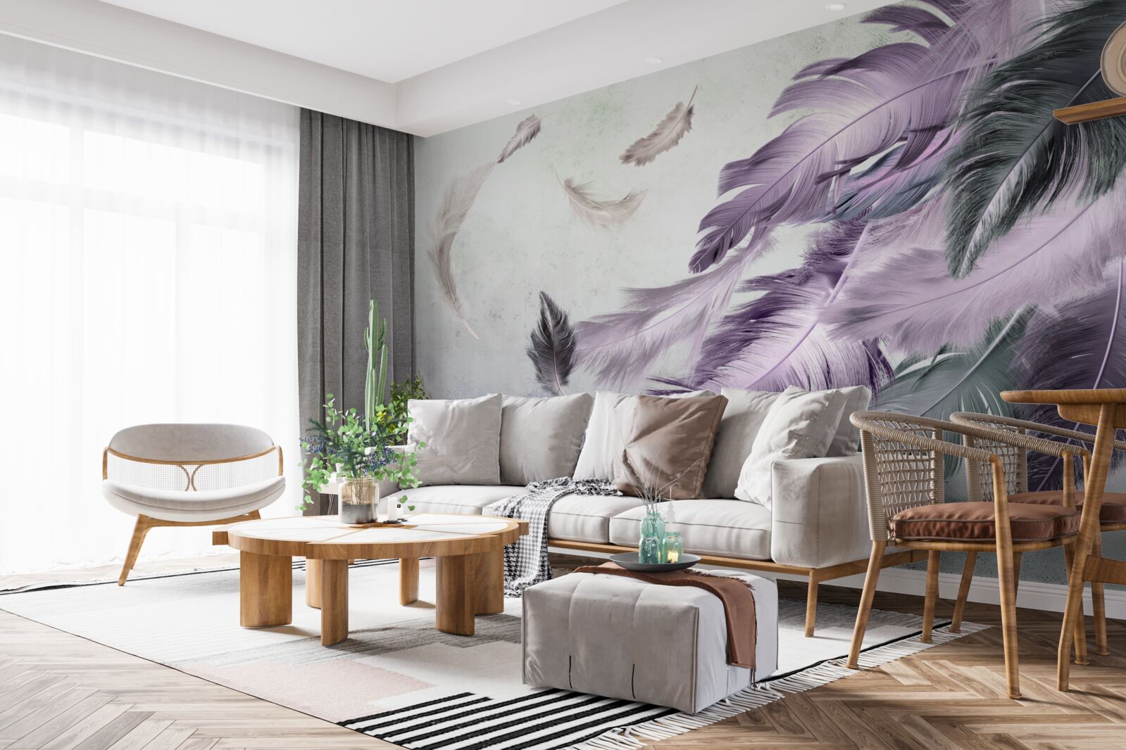 Фотошпалери фіолетове летюче пір'я