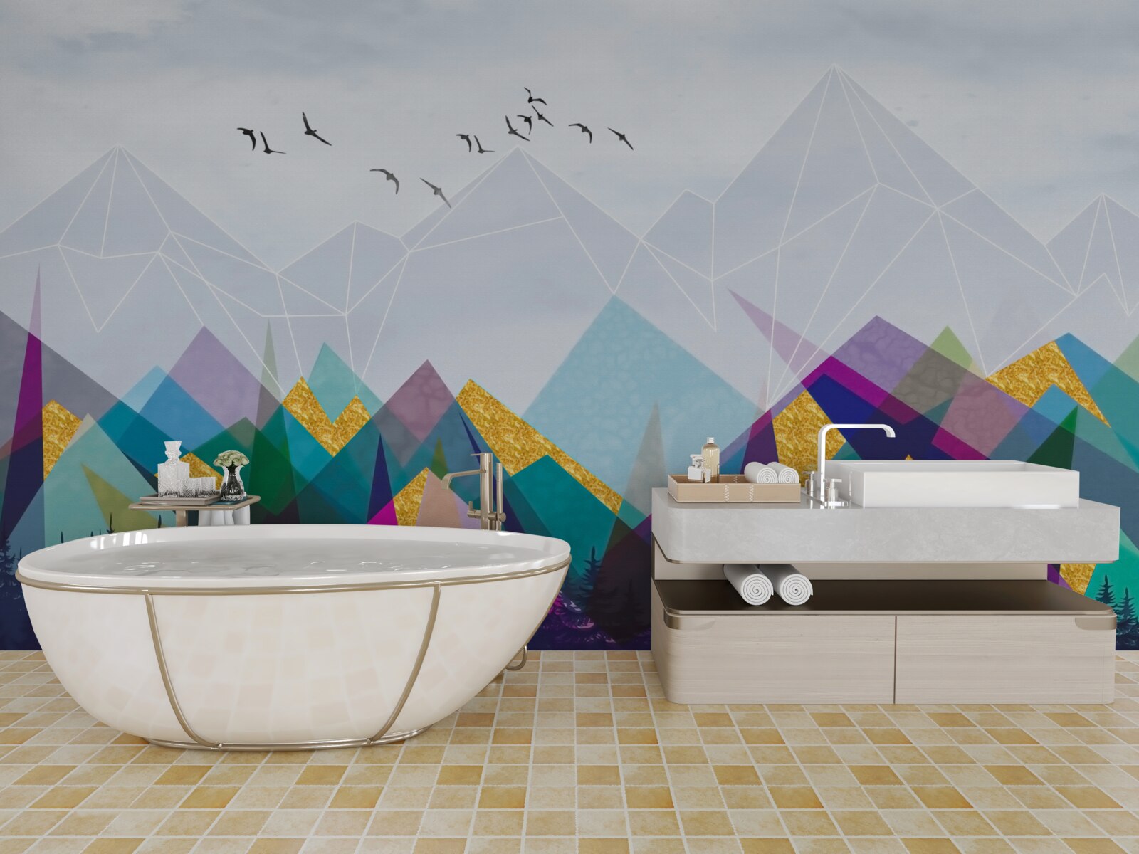 Фотошпалери неоднозначний ліс у горах