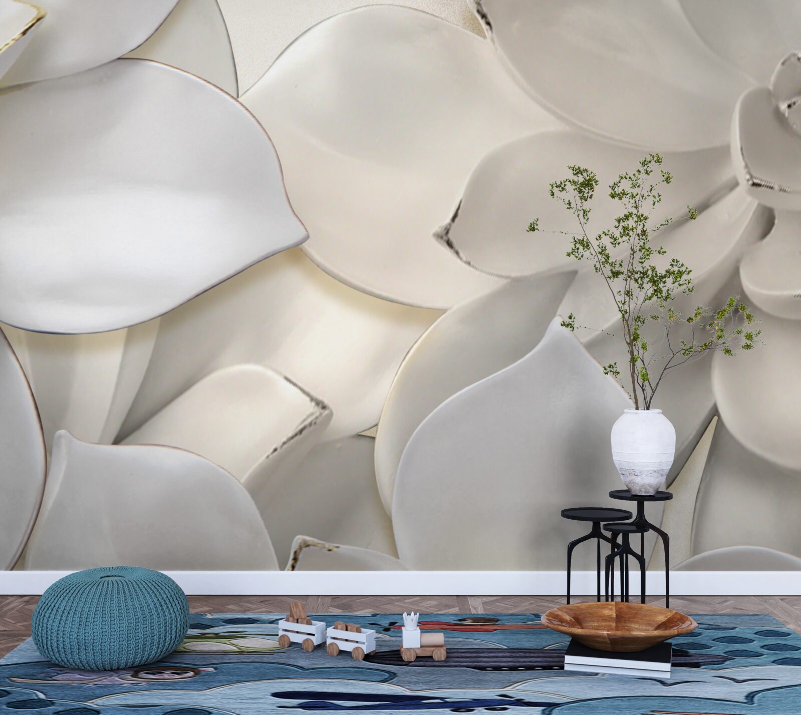 Фотошпалери квіти білі, як порцеляна