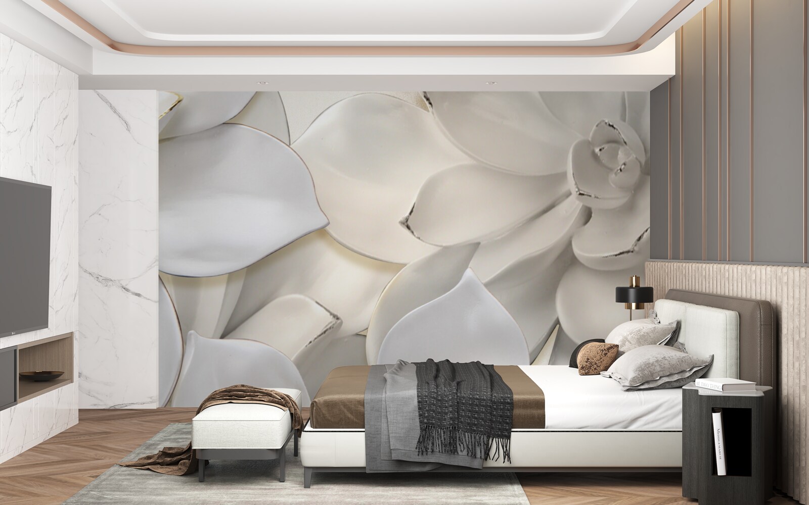 Фотошпалери квіти білі, як порцеляна