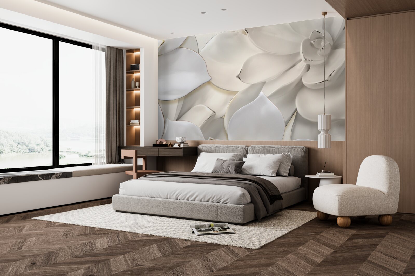 Фотошпалери квіти білі, як порцеляна