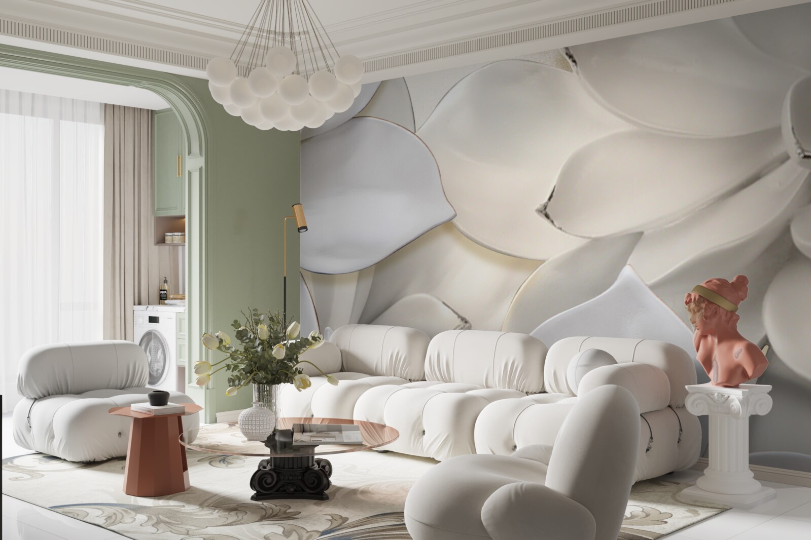 Фотошпалери квіти білі, як порцеляна