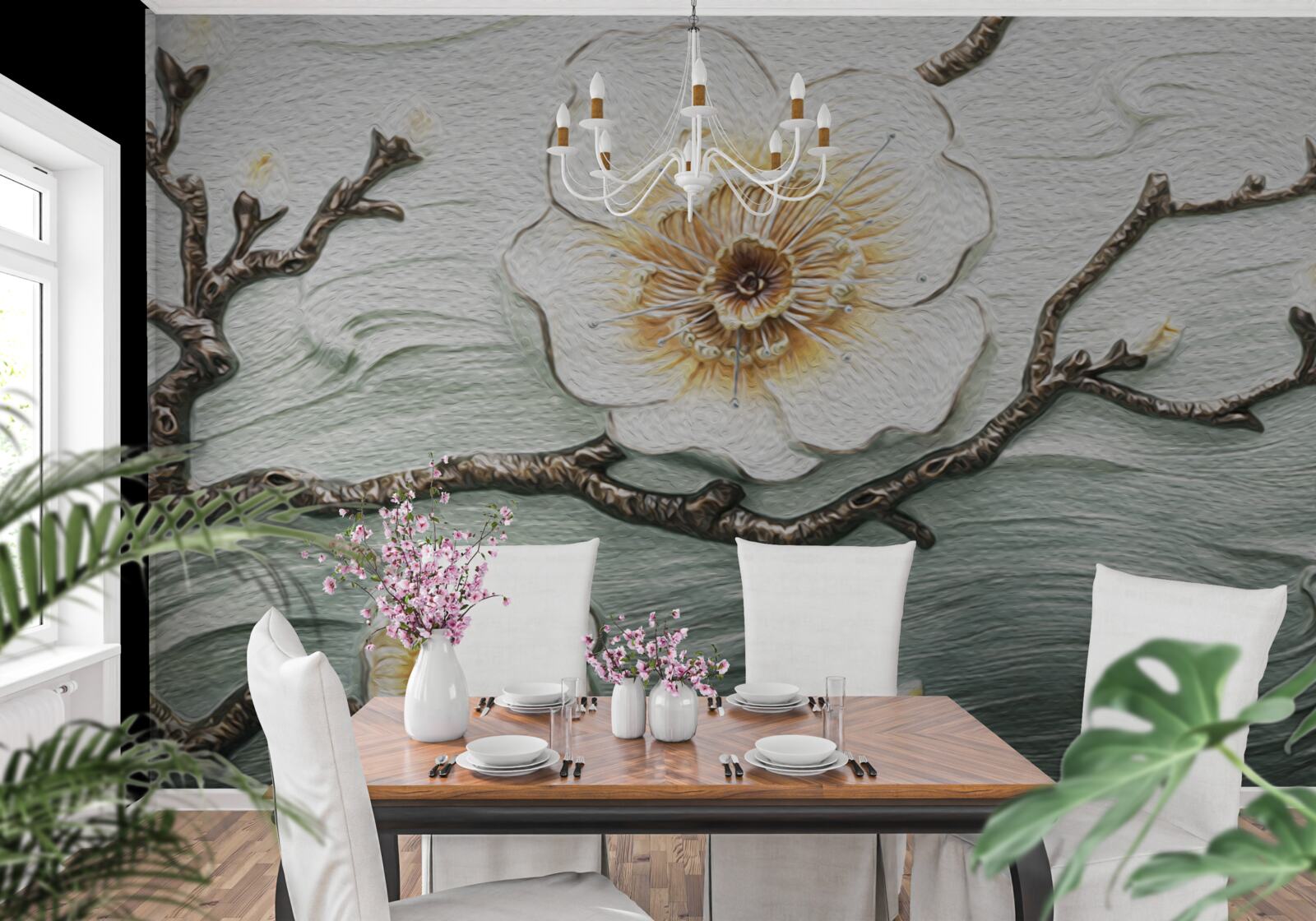 Фотошпалери вітер гойдає бутони білої магнолії