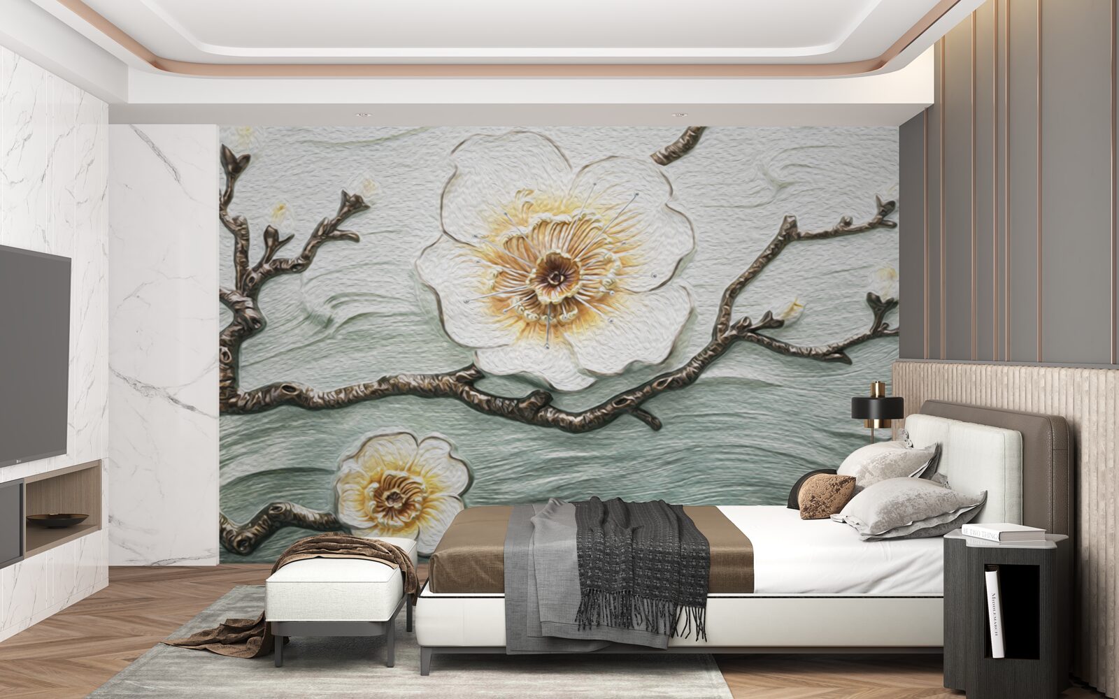 Фотошпалери вітер гойдає бутони білої магнолії