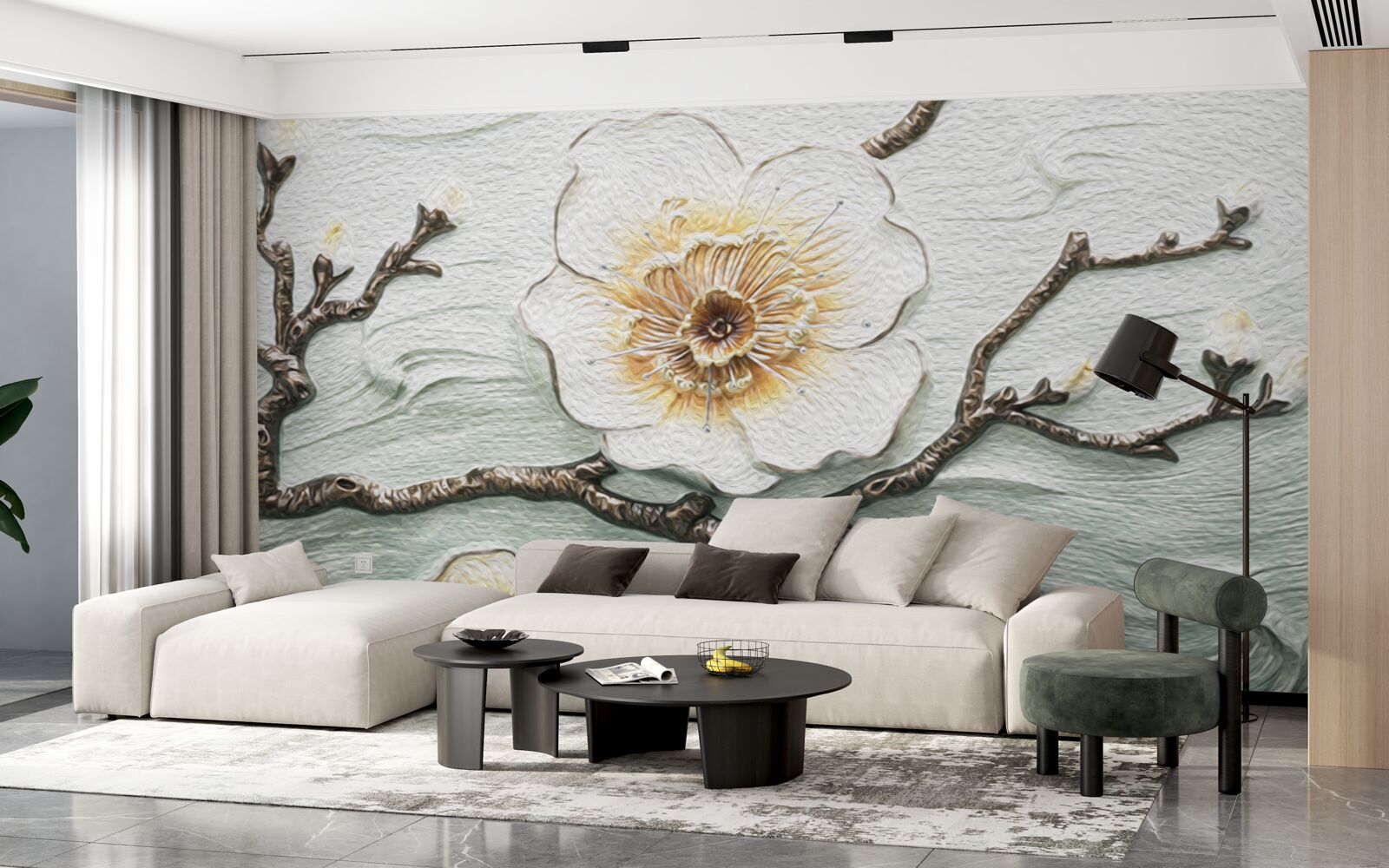 Фотошпалери вітер гойдає бутони білої магнолії