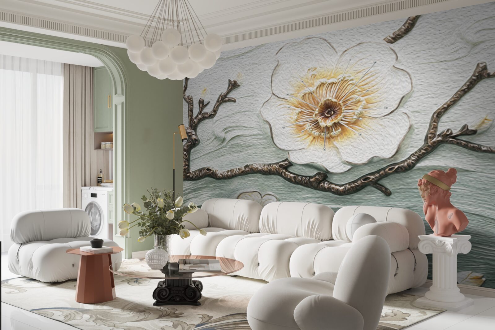 Фотошпалери вітер гойдає бутони білої магнолії